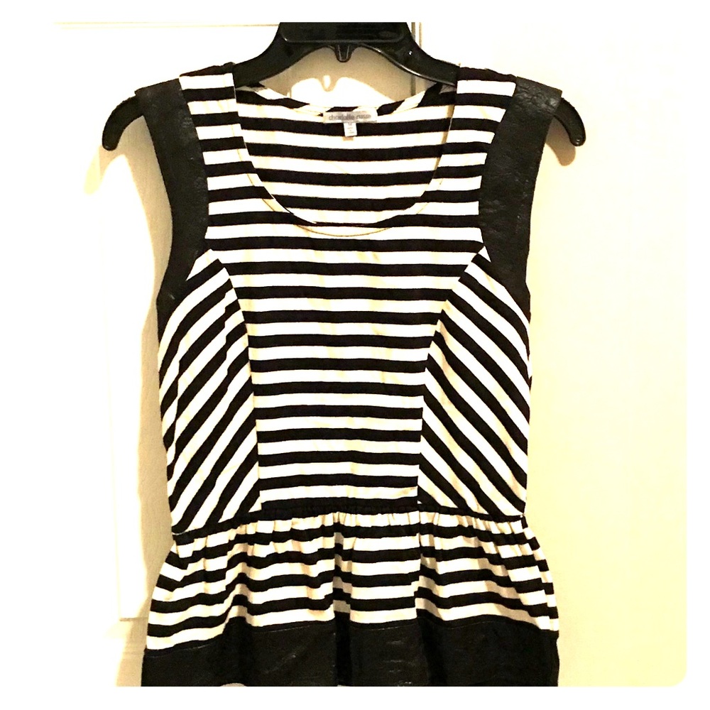 Black and white peplum tank top